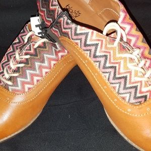 PacSun Cognac Multi Color Design Oxford Mules Sz 8
